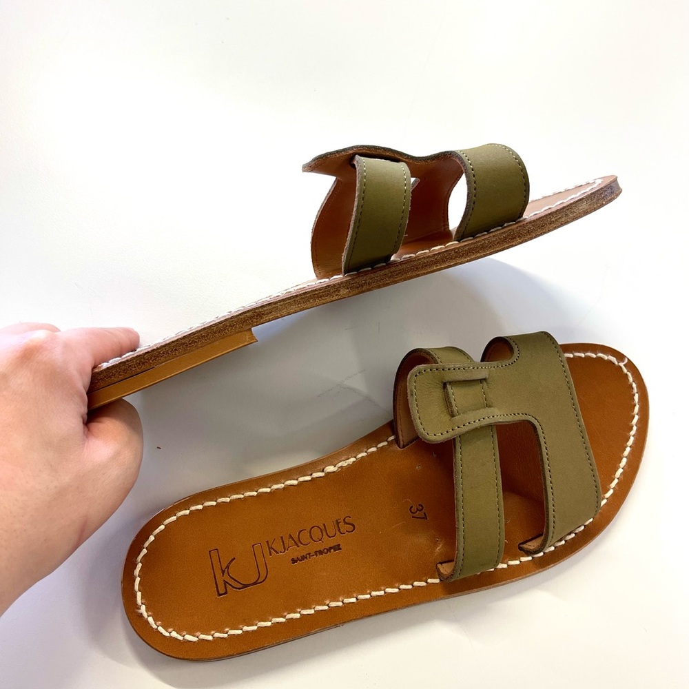 K Jacques St Tropez Menandre Leather Slides / Sandals sz 37 - Picture 4 of 11